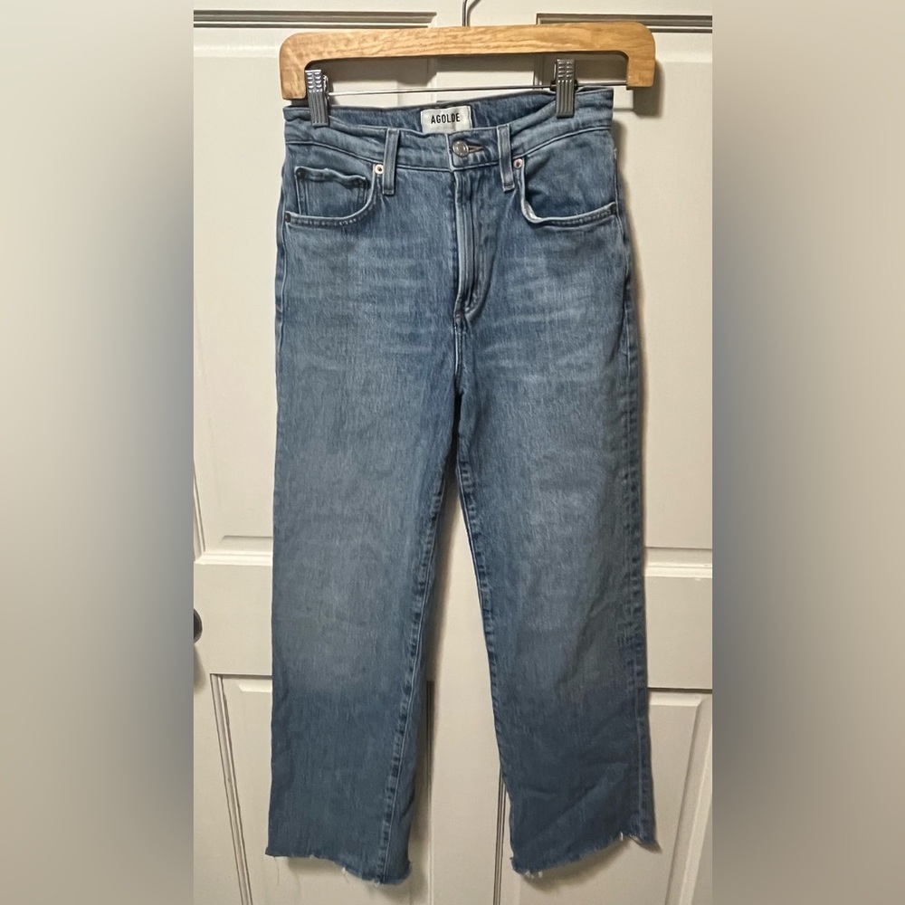 Agolde Harper straight wide leg fray hem women mid rise denim jeans size 23